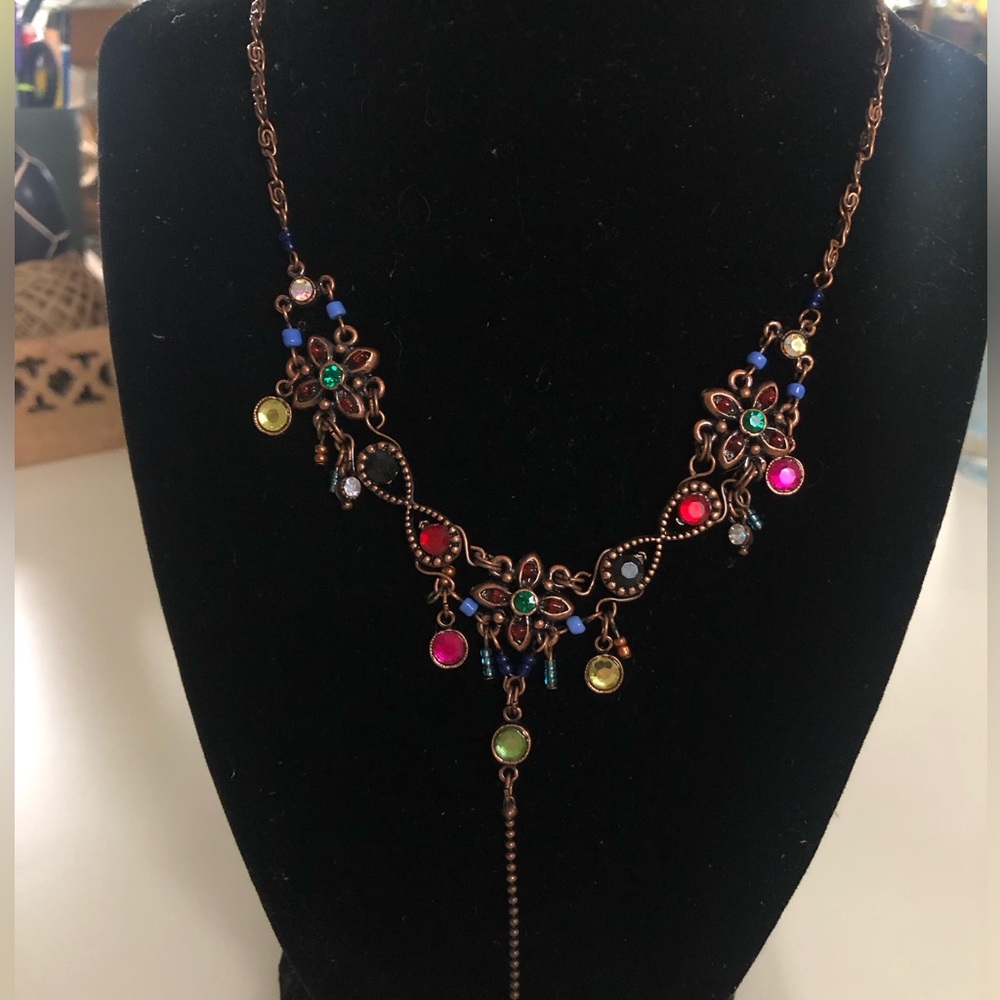 **UNIQUE-RARE FIND** Boho Gypsy Bohemian Style Antique Multicolor Gem Necklace